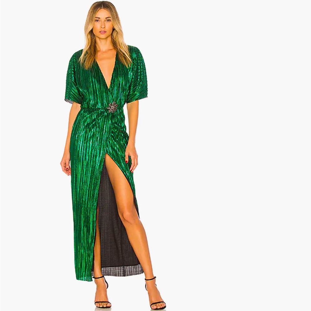 House of a Harlow Emerald Green Metallic Sabrina Dress. XS/S Revolve